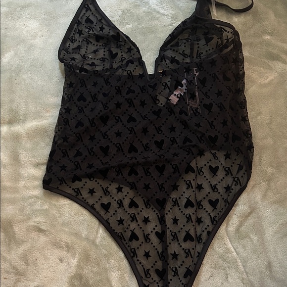Victoria's Secret Other - Victoria's Secret Black Sheer Bodysuit with Pattern